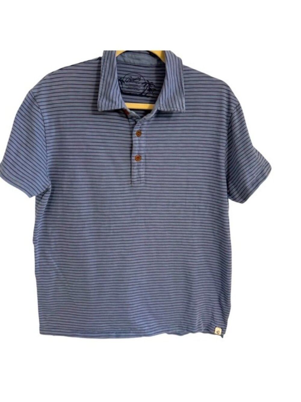 Grayers Polo Shirt Short Sleeve Malaga Cove Stripe Mens Size Medium Blue Cotton
